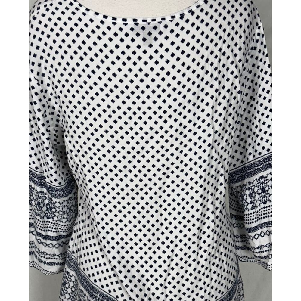 J. Valdi Large Swim Cover Up Navy Blue White Print 100% Rayon - Picture 9 of 10